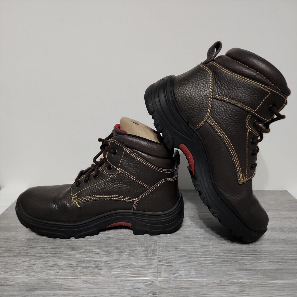 Skechers‎ Burgin Work Men's Boots Size 9 Brown Leather Slip Resistant Shoes - Picture 5 of 13